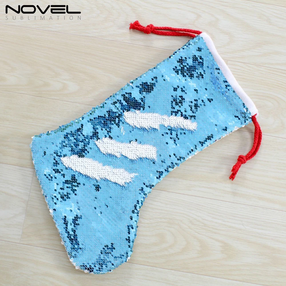 Personalized Sublimation Xmas Socks Customized Blank Christmas Sequins Stocking