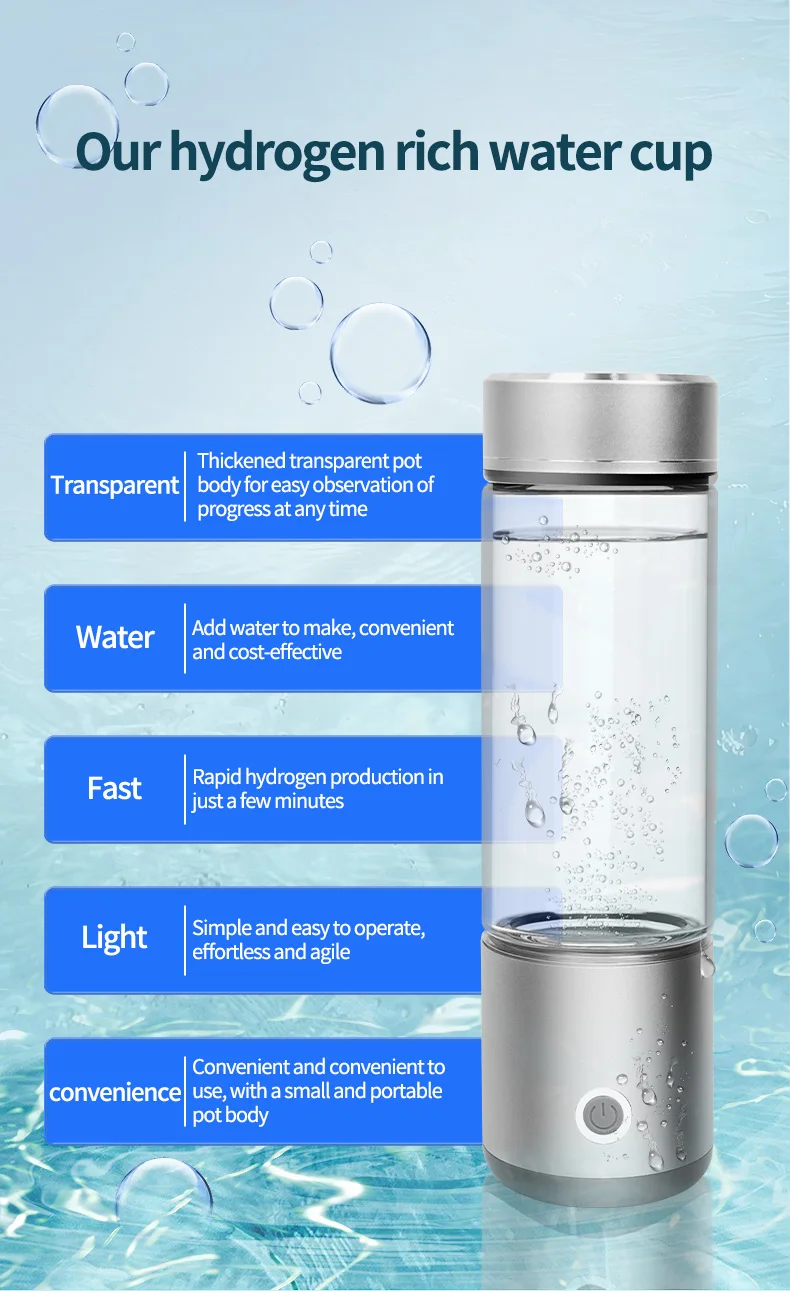 OEM/ODM 800ml Portable Nano Hydrogen Water Generator Bottle Electric for Car Home Outdoor Use