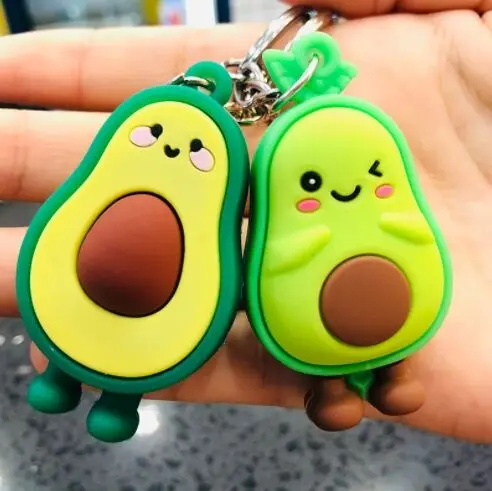 SC New Arrival Cartoon Keychain Colorful Silicone Keychain Various Fruits Cute Smile Avocado Keychain to My Son for Women Men