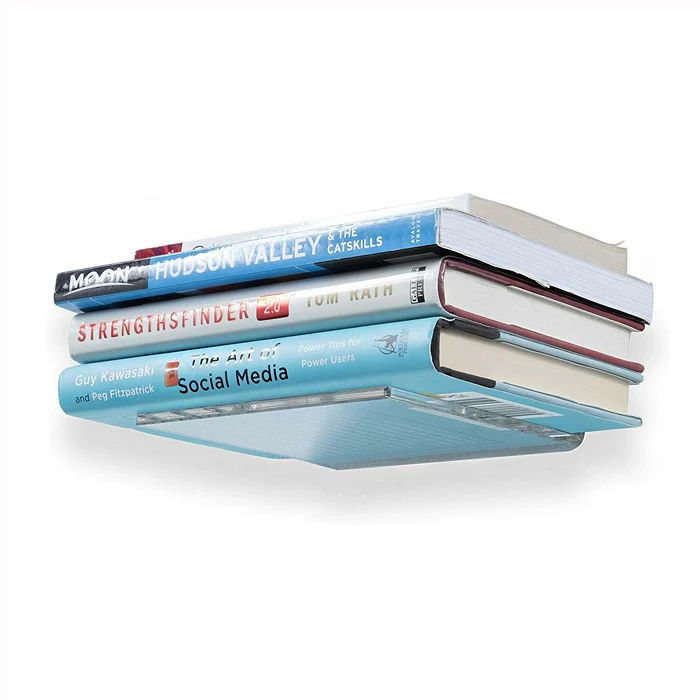 Custom 5 Sided Wall Mounted Square Colored Acrylic Bookshelf For Home