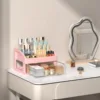 Armoire de rangement translucide rose à deux niveaux et un tiroir