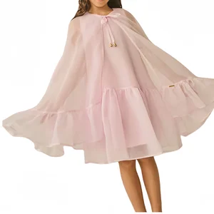 PINK Cap Dress Muslim Western Style Children's Clothing ODM Wholesale Toddler Girl Clothes