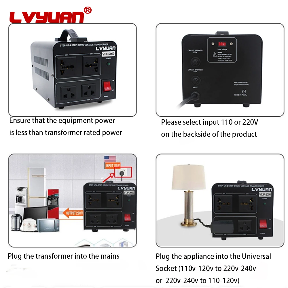 Hanil 1000VA/1KVA Step Down Voltage Converter 220V To 110V With Circuit Breaker