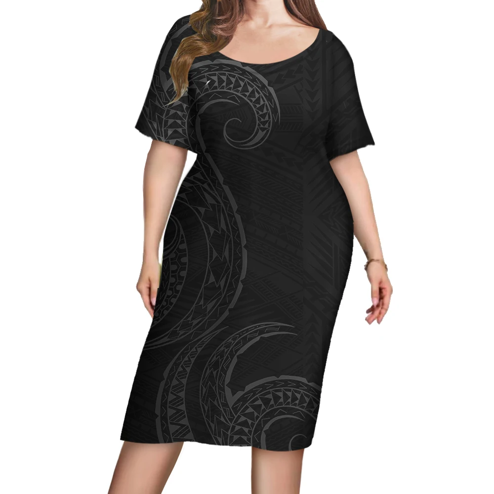 Low Price Hawaiian Polynesian Style Design Custom Vintage Half Sleeve Dresses Charming Large Size Night Women Gowns