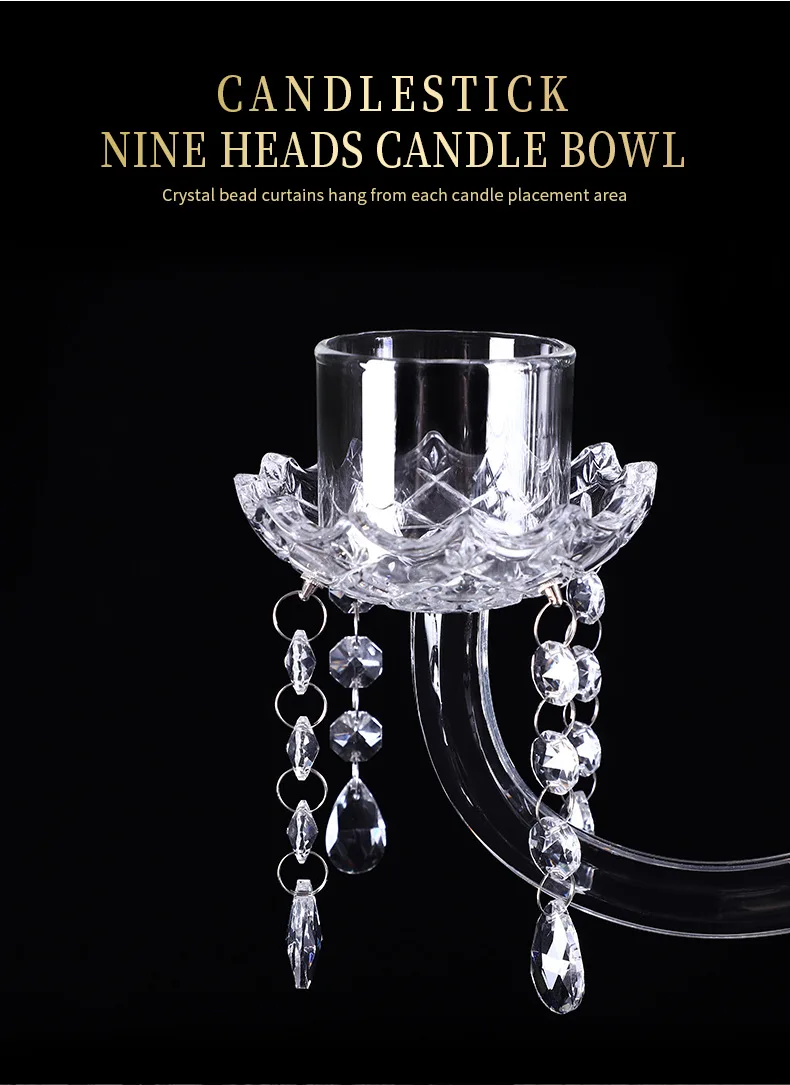 Crystal Candlestick 9 Arms Wedding Centerpiece Crystal Candelabra supplier