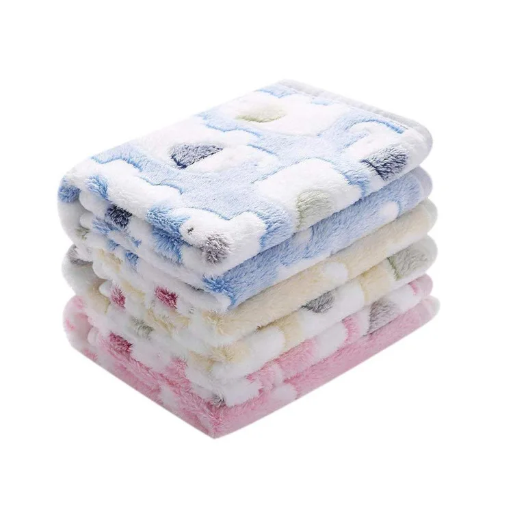 Fluffy Fleece Pet Blanket Flanel Paw Bone Printed Throw Dog Fleece Blanket Voor Hondenbed Dekens