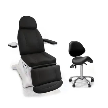 Luxurious Electric Cosmetic Treatment Chair Spa Facial Bed 4 Motor Beauty Salon Furniture Rotating Black Electric Massage Bed