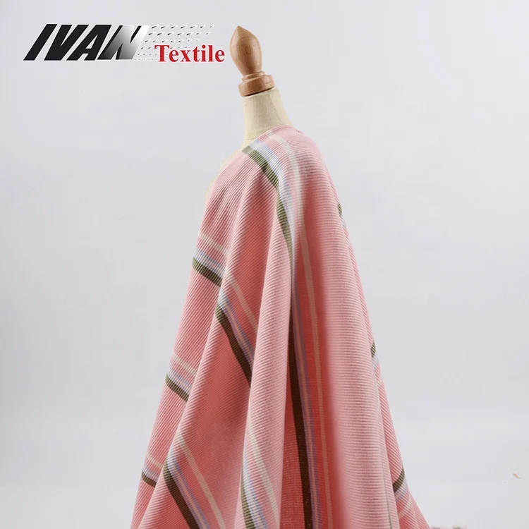 Hot selling products wholesale 40S CVC 2x2 knit rib polyester cotton spandex yarn dyed fabric