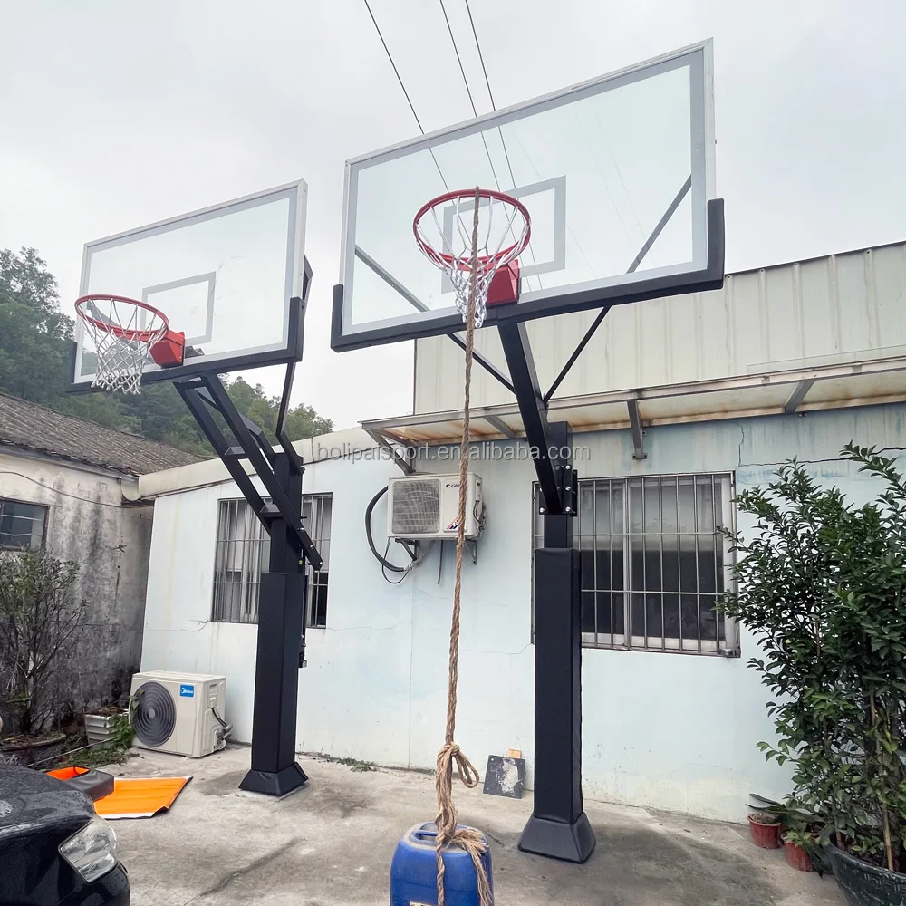 Made in China Inground Height Adjustable Basketball Hoop Stand Outdoor Basket Ball Pole with Light