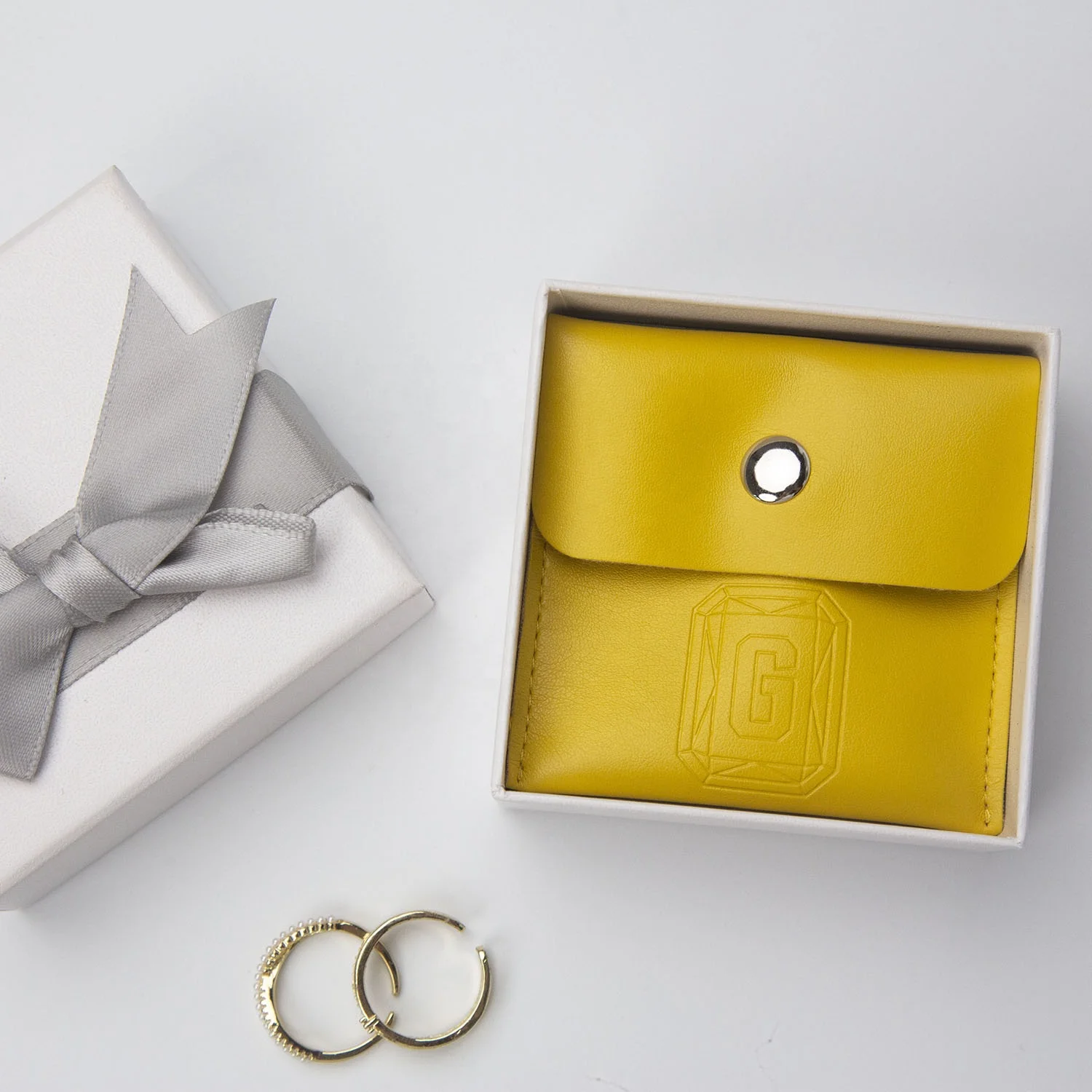 Pu Leather Jewelry Pouch With Debossed Logo Envelope Pu Jewelry