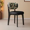 Black+floral cloth backrest+black leather cushion