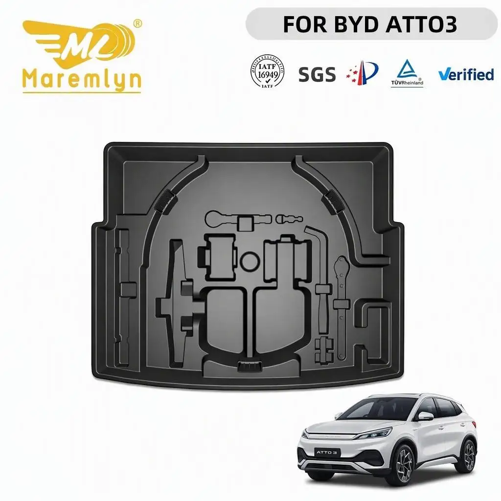 Maremlyn ABS Rear Trunk Side Storage Box Cargo Organizer Fit for BYD ATTO 3 LHD  Boot Storage Tray Car Interior Mod Accessories