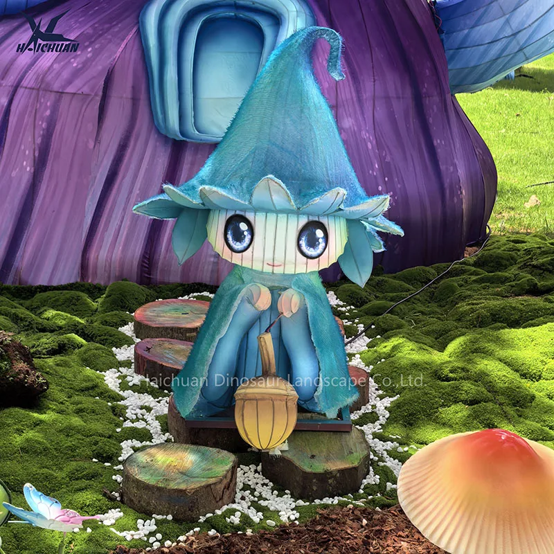 Haichuan High Quality Waterproof Cartoon Decoration Chinese Silk Lantern Elf Character for Forest Fairytale Theme Park