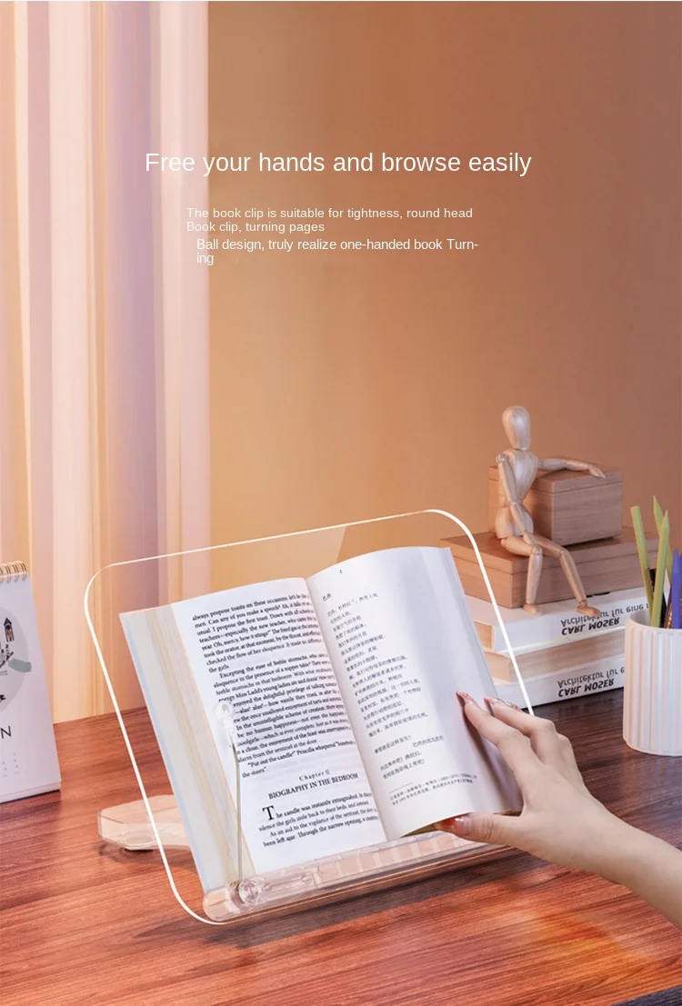Acrylic Book Stand For Reading, Aluminum Adjustable Holder With Multi
