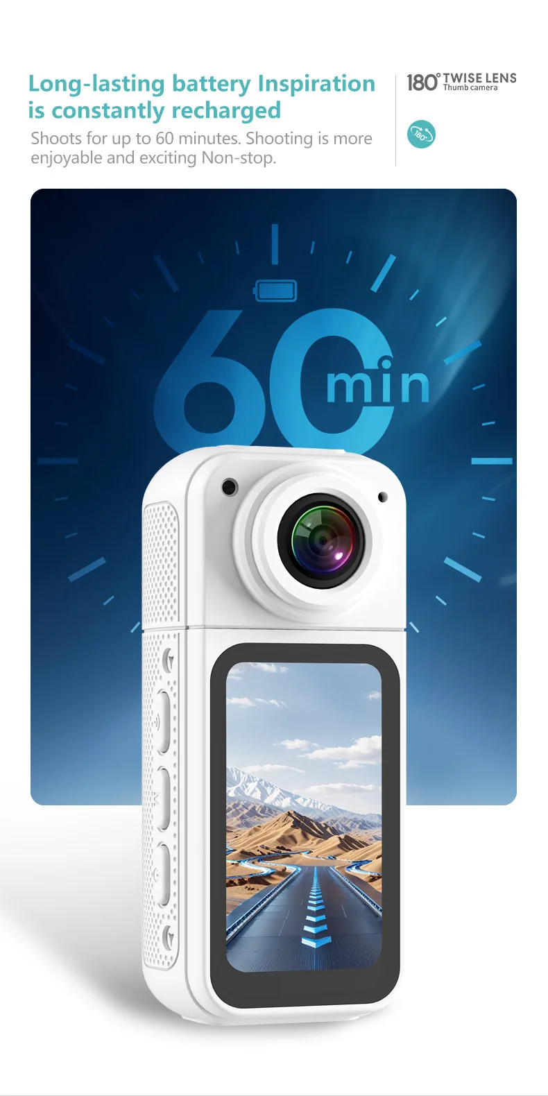 APP Controlled Portable 1080p Vlog Camera WiFi Pocket Mini Body for Outdoor Sports 2.7K Video Capture Recording for Cycling