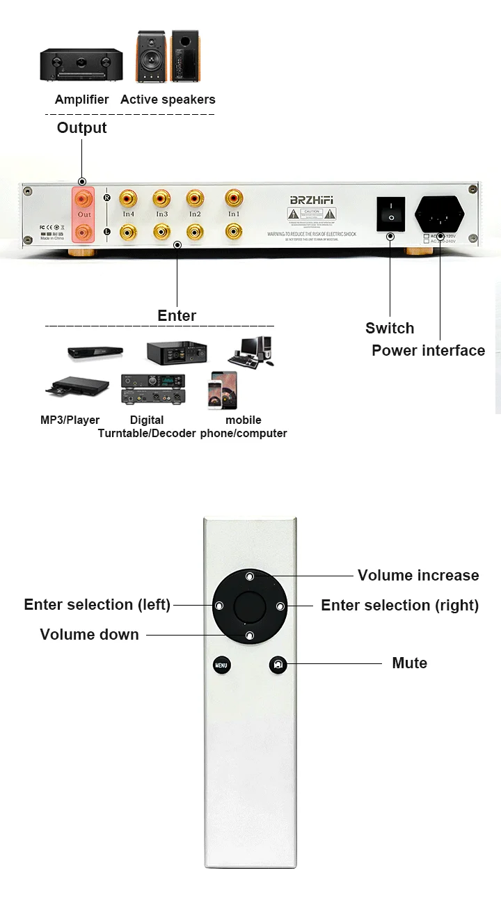 BRZHIFI Clone GOLDMUND 27 Remote Control High End Power Preamplifier HIFI  Preamplificador Audiophile Home Audio Stereo Pre Amp factory