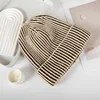 Acrylic white brown knitted hat