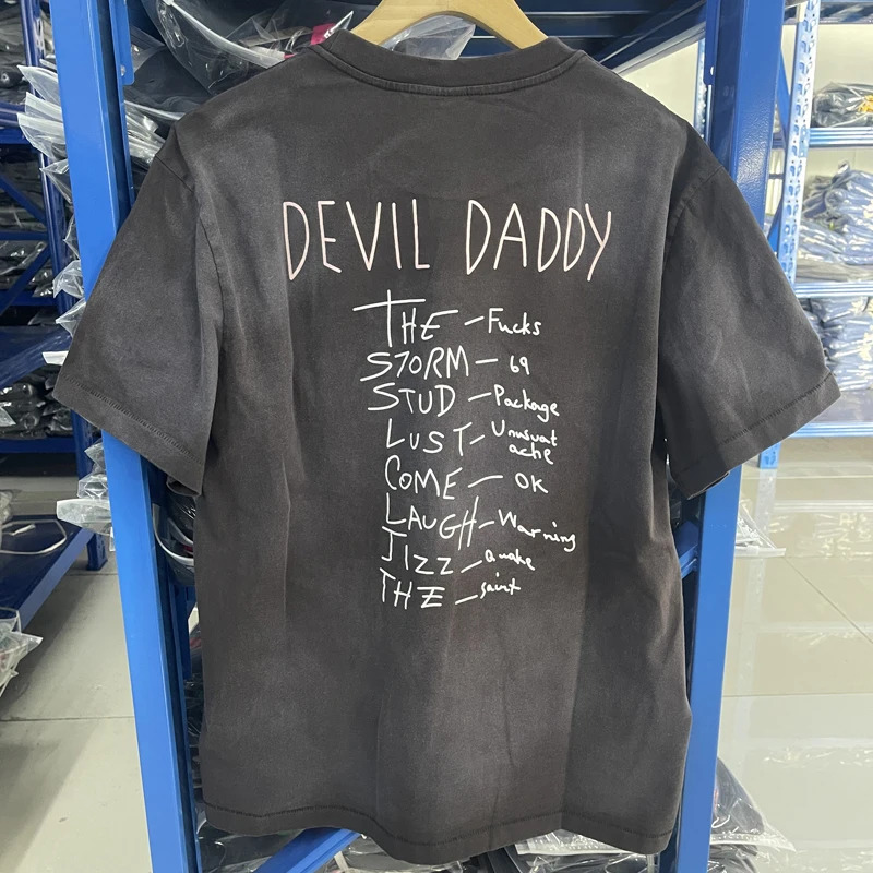 Fashion High Quality Saint Michael Men T Shirts DEVIL DADDY Print