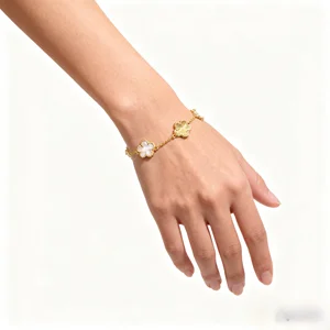 Women's Elegant Flower Bracelet Gold Plated Exquisite Dainty Stylish Fashion Jewelry Accessory for Daily Wear Special Occasions