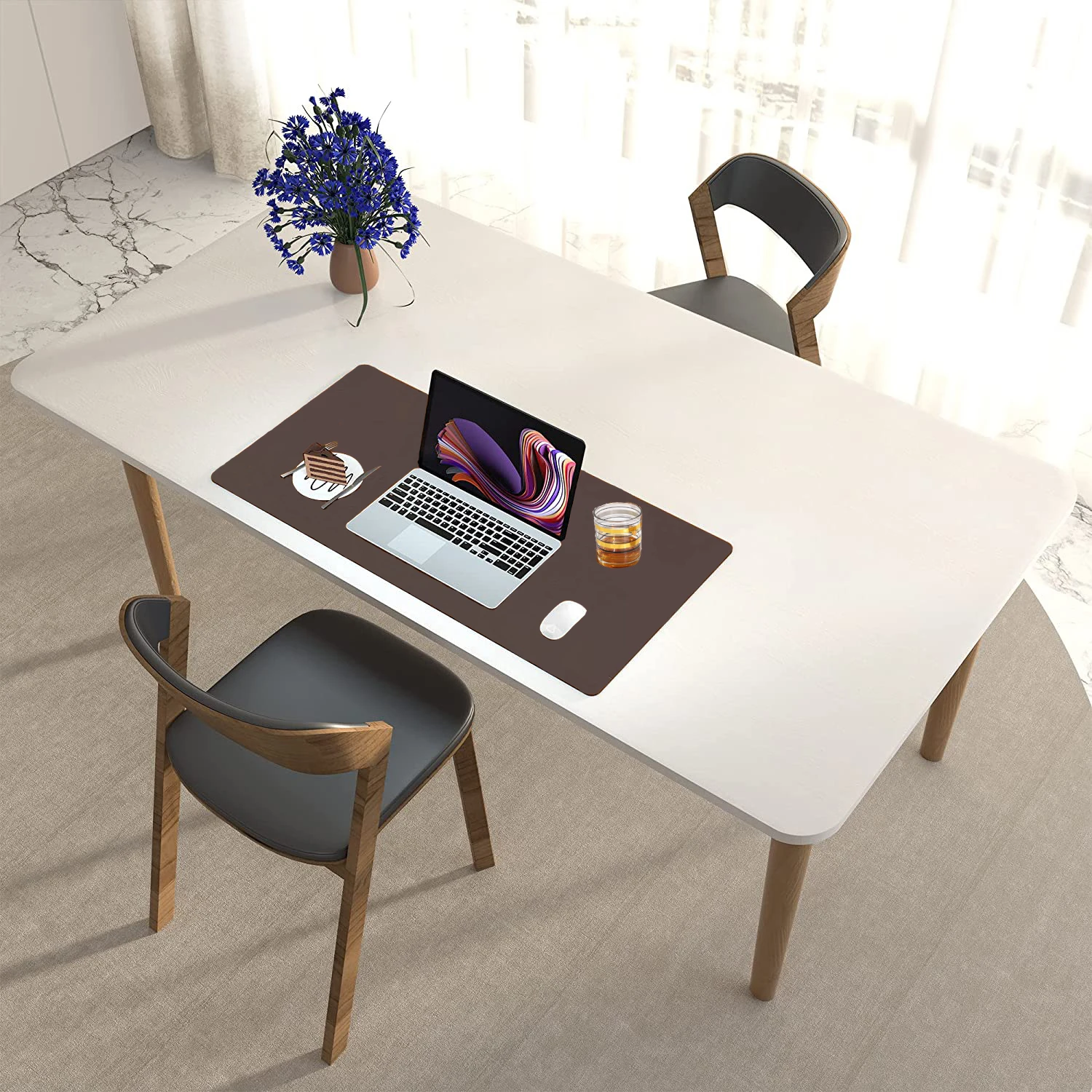 Leecork Premium Dualsided Cork Leather Desk Pad Nonslip Large Office Desk Writing Pad Work