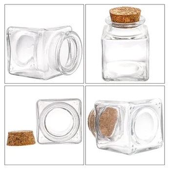 樹皮コルクで覆われたガラス瓶(スクエア) 樹皮コルクで覆われた