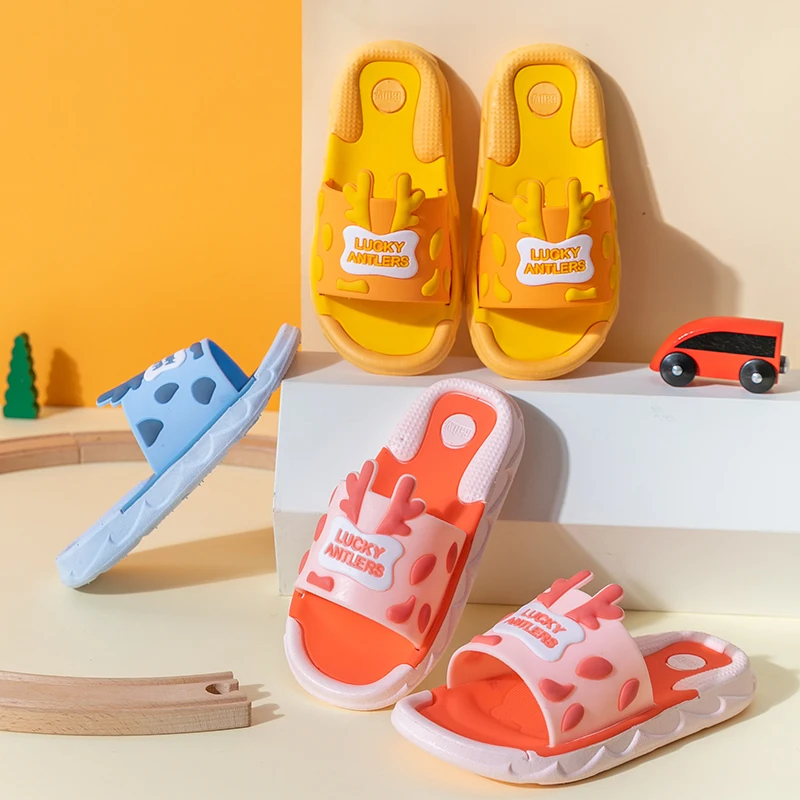 Симпатичные Мультяшные детские тапочки, Нескользящие тапочки карамельных цветов с животными