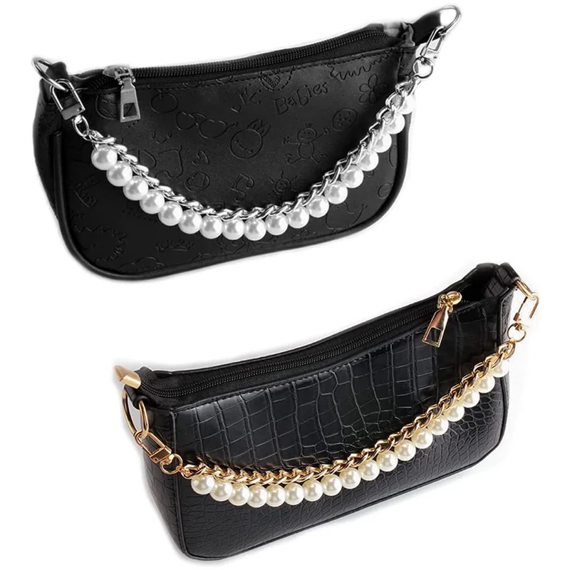 WANYI 120cm Chaine Sac A Main, Métal Réglable Anse De Sac Chaine Sac Avec Boucles Chaine Sac A Main De Perles Chaîne De Rechange Sangle Pour Femmes