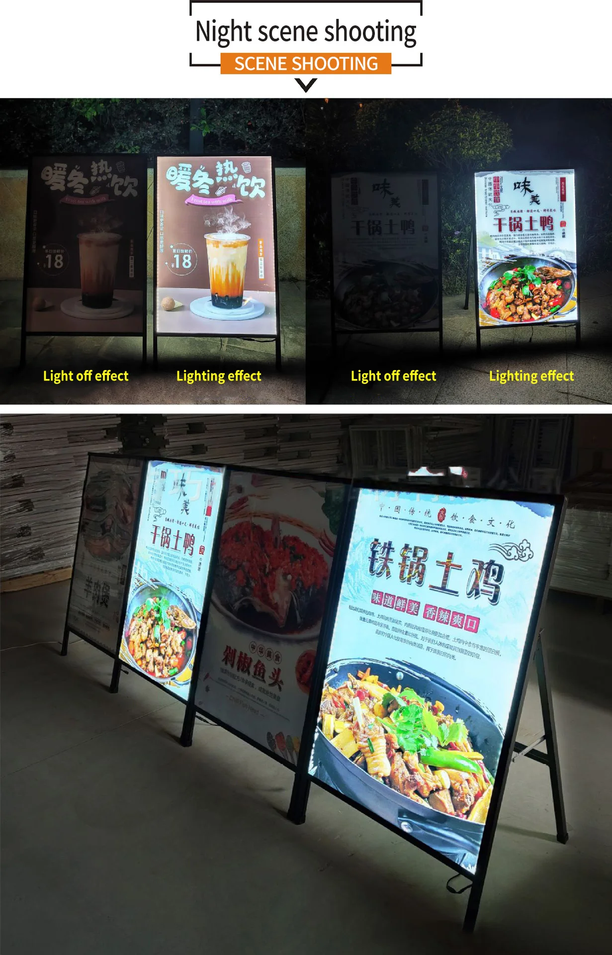 Led a-frame sign stand a stand sign board display factory sale