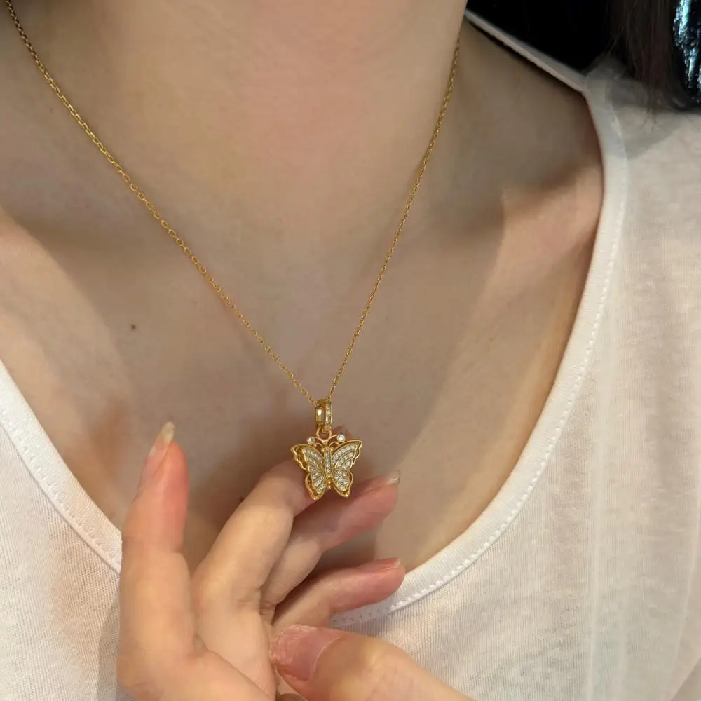 KAKODIY Women's Fashion Gold Plated Luxurious Elegant Fashion 925 Sterling Silver Pendant Butterfly Jewelry Necklace detail 3