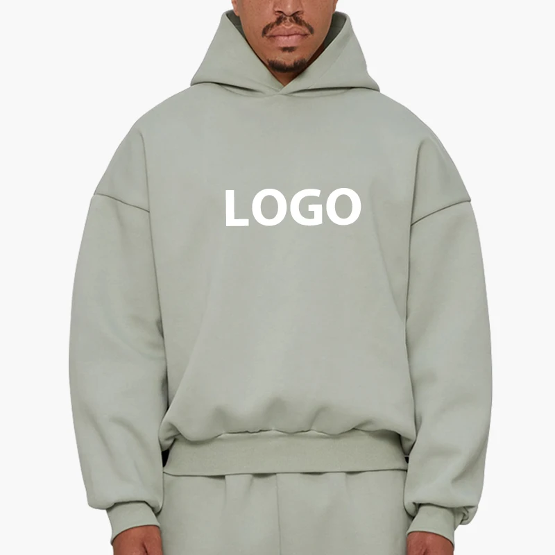 Plain Thick 500/400gsm Boxy Blank Hoodie Mens Cotton Oversized Fleece