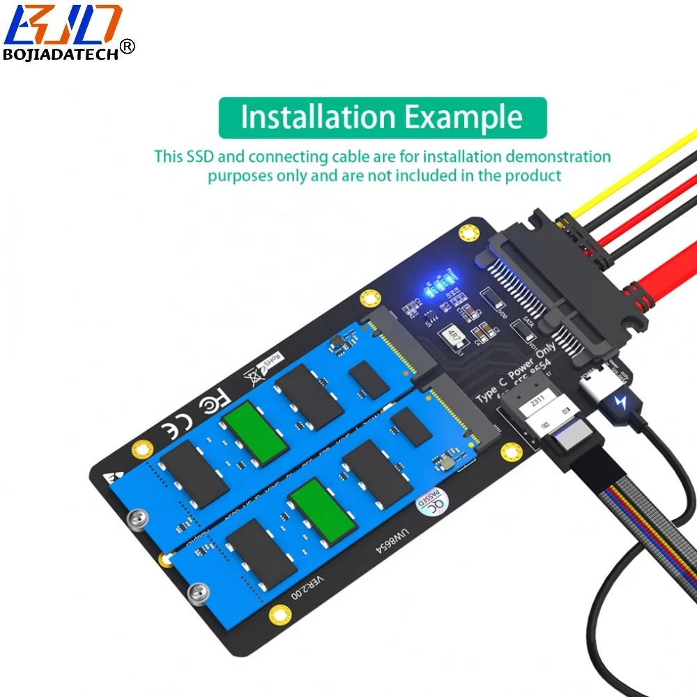 Slimline SFF-8654 SATA 3.0 15Pin Power Adapter for M.2 NVME & Key
