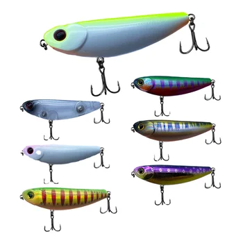 Factory Wholesale Stainless Steel Micro Floating Pencil 57mm 55g Artificial Hard Bait Topwater Lure With Hooks for Bass – Popper – view 2