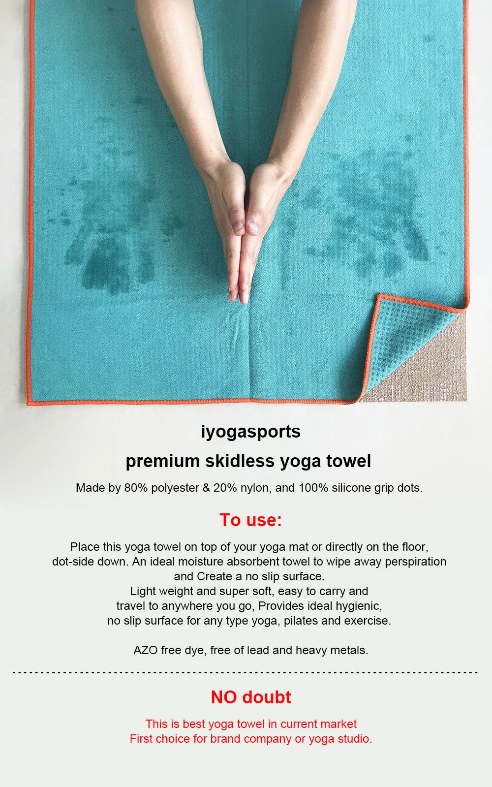 Premium Skid Less Yoga Towel Hot Yogitoes Yoga Towel Silicone Grip Dots