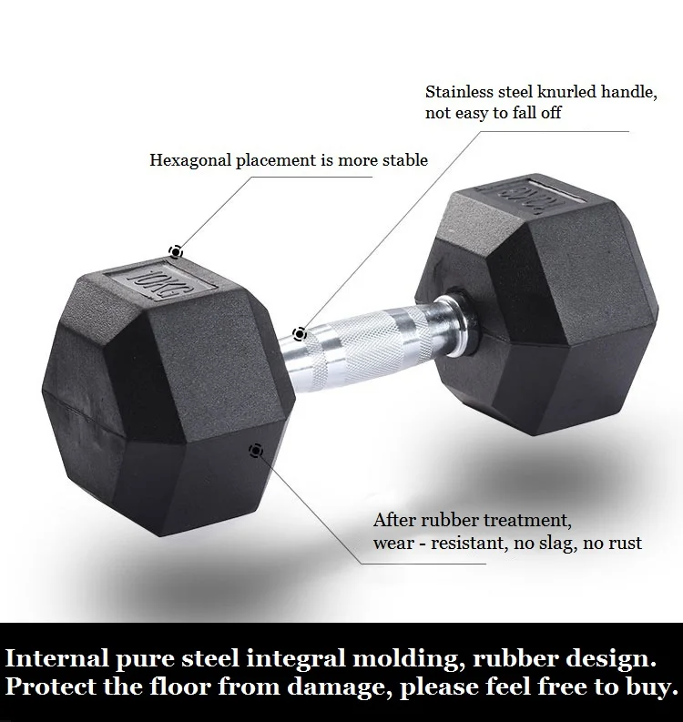 Hot Sale Rubber Encased Hex Dumbbell 100kg Cheapest Home Gym Fitness