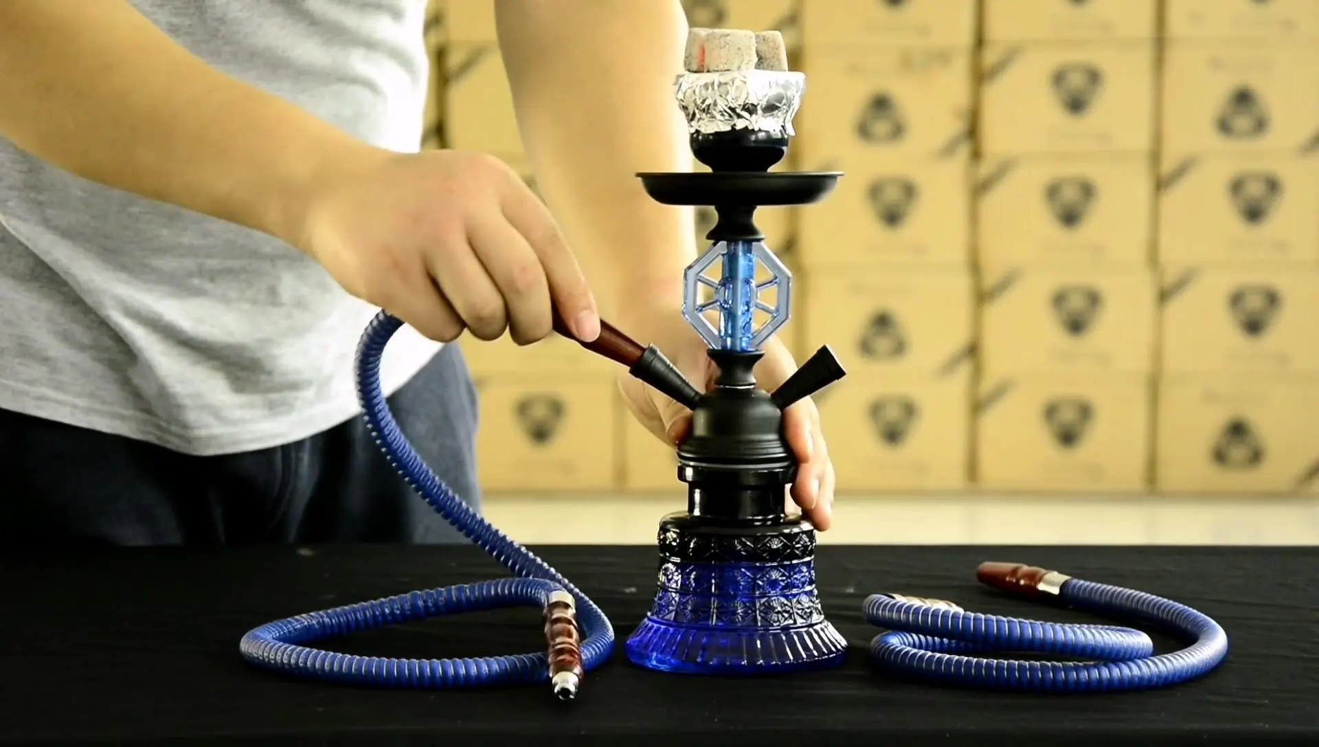 Middle East Hot Sale Large Size Hookah Shisha Manufacturer Glass Metal
