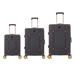 High Quality European Style 3 Pieces Trolley Box Luggage Set Leather case Creative Luggage Bag Retro Travel Leather Suitcase