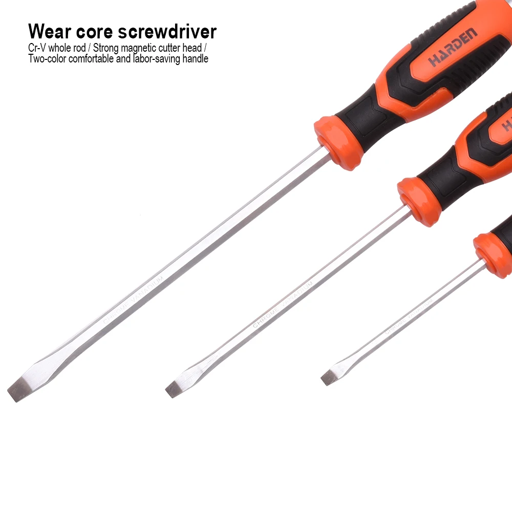 HARDEN Professional Magnetic Screw Driver Hand Tools CRV Flat Slotted Screwdriver