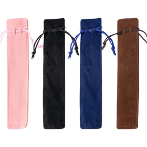 Custom Premium Portable Luxury Flannel Pencil Bags General Purpose Fabric Pen Packaging Promotional Gifts