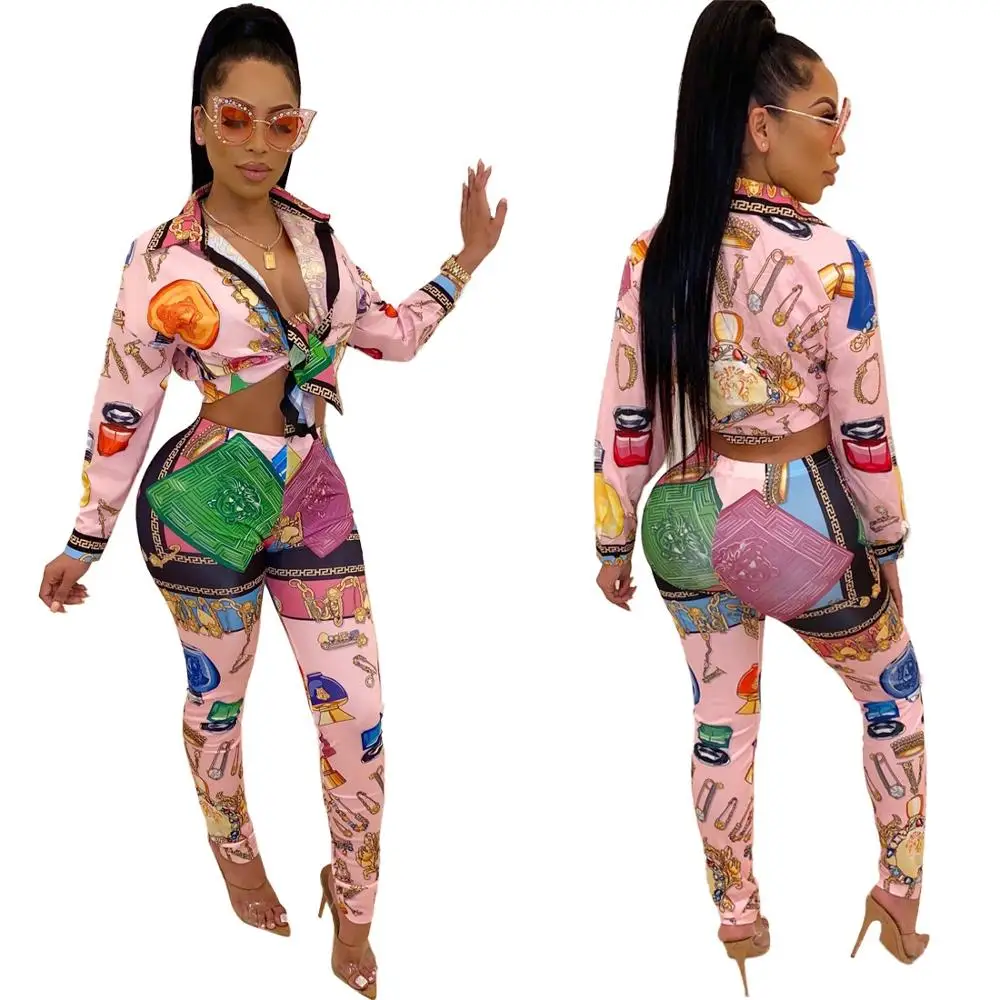 Printed Matching Sets For Women Pink 