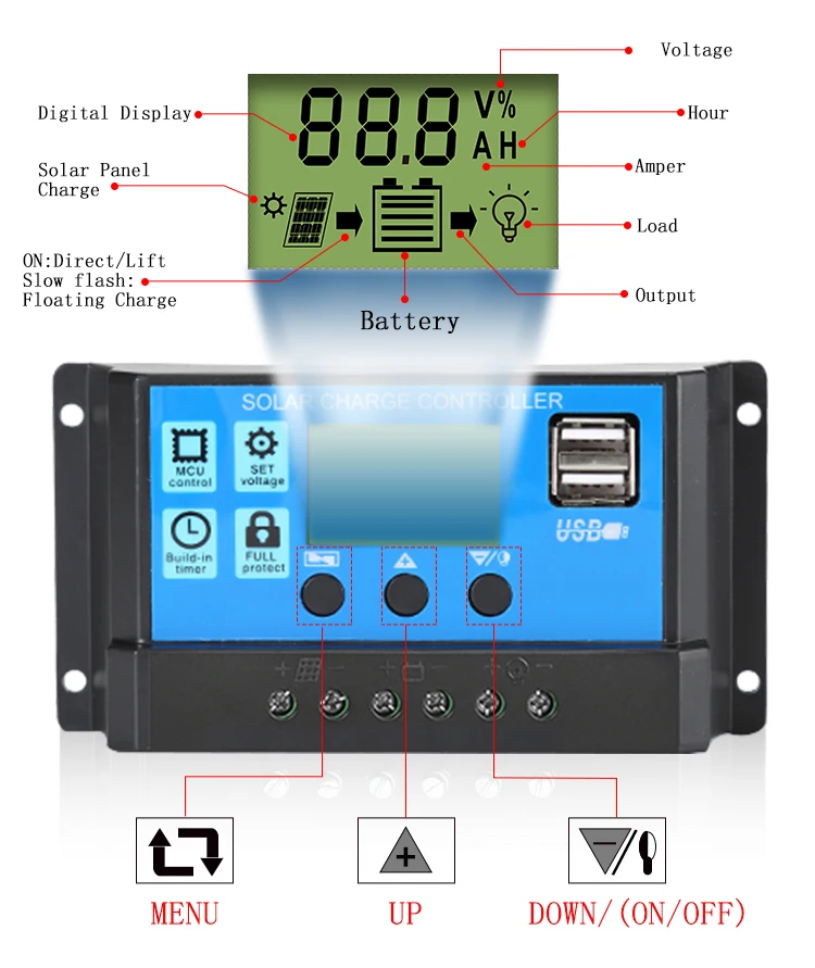 Solar Charge Pump Controllers 12V Led Light Solar Panel Charger 20A 10A Manual PWM Solar Charge Controller for PV Module System