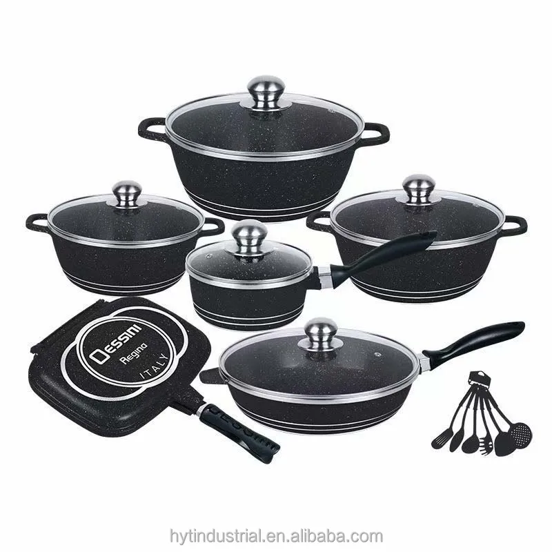 Die Cast Aluminum Nonstick Cookware Sets With Glass Lid Fry Pans Set