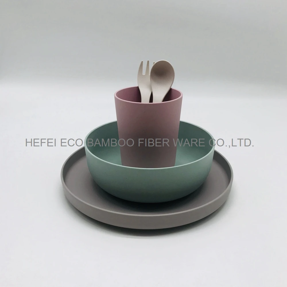 Microwave Safe Biodegradable PLA Bamboo Wheat Straw Fiber Dinnerware ...