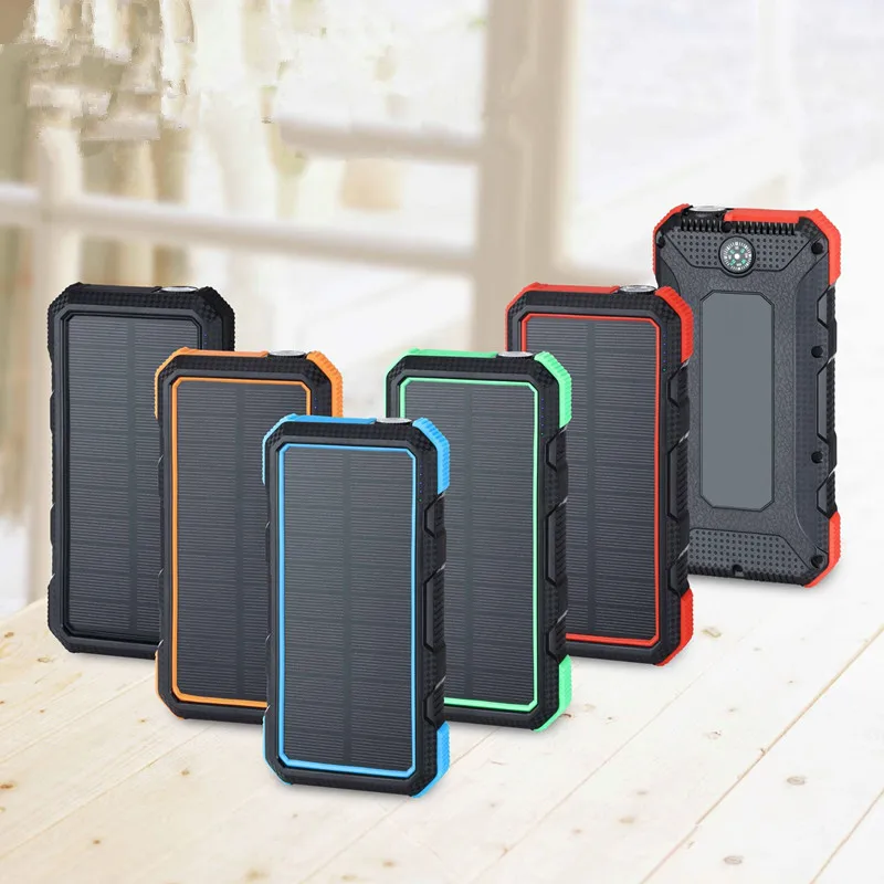 2020 PD18W+QI10W wireless charger portable waterproof LED 26800mAh outdoor compass and hook DN23 solar charger/ panel power bank