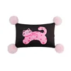 Dutch velvet cat-shaped lumbar support with black background
