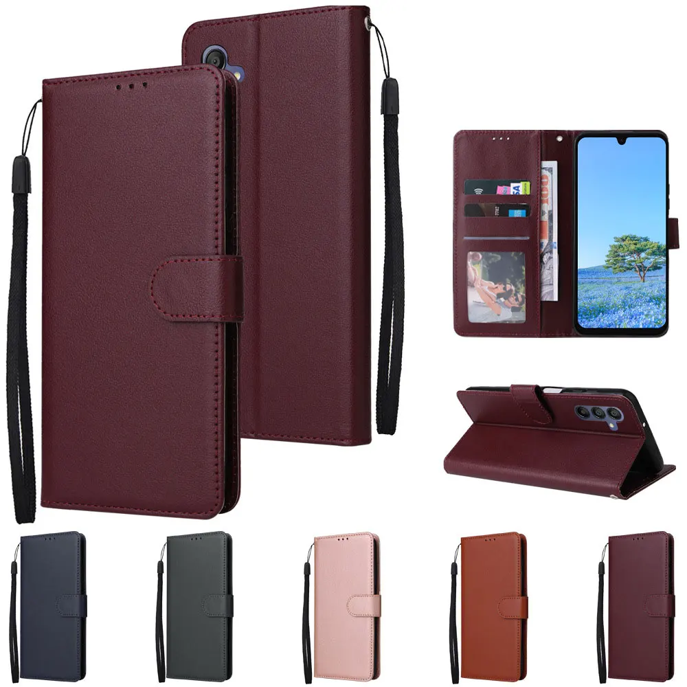 Luxury Leather Wallet Mobile Phone Case Card Holder Cover with Shoulder Straps for Samsung A16/A06/A55 supplier