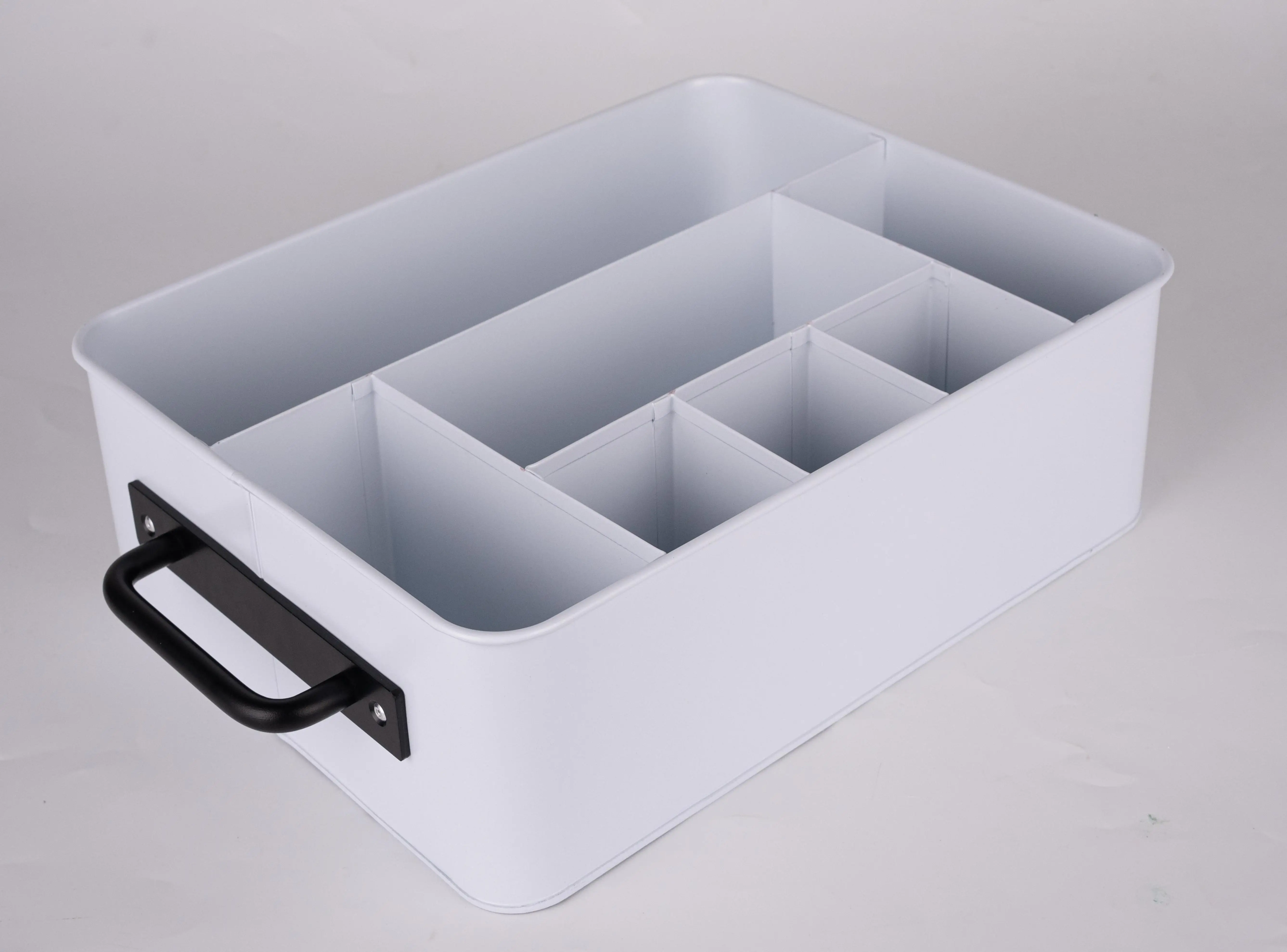 Kitchen Cabinet Organizer Galvanized Iron Silverware Drawer Iron Kitchen Utensil Holder and Cutlery Tray for Flatware Knives