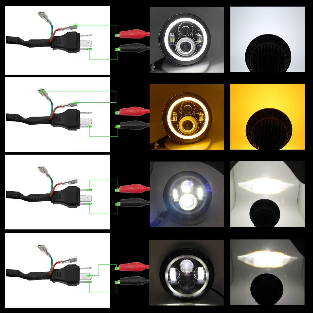 IP68 DOT E9 DRL Angle Eye Amber Turn Light Moto Motorbike 72W 50W 24V 12V Round 7 Inch Led Headlight for Motorcycle