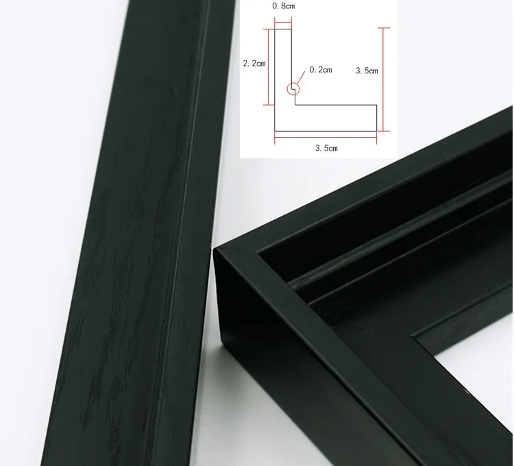 Free Sample Ps Material Frame Floater Canvas Oil Painting Black Sliver Natural Wood Color L Shape Canvas Floating Frame Moulding