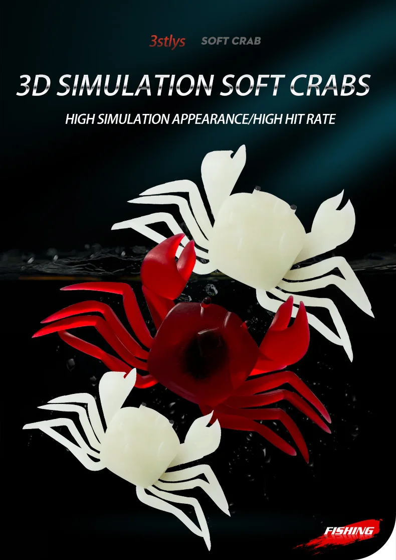 Fishing Soft Crab Lure Artificial Silicone 3d Simulation Crab Bait Trap ...