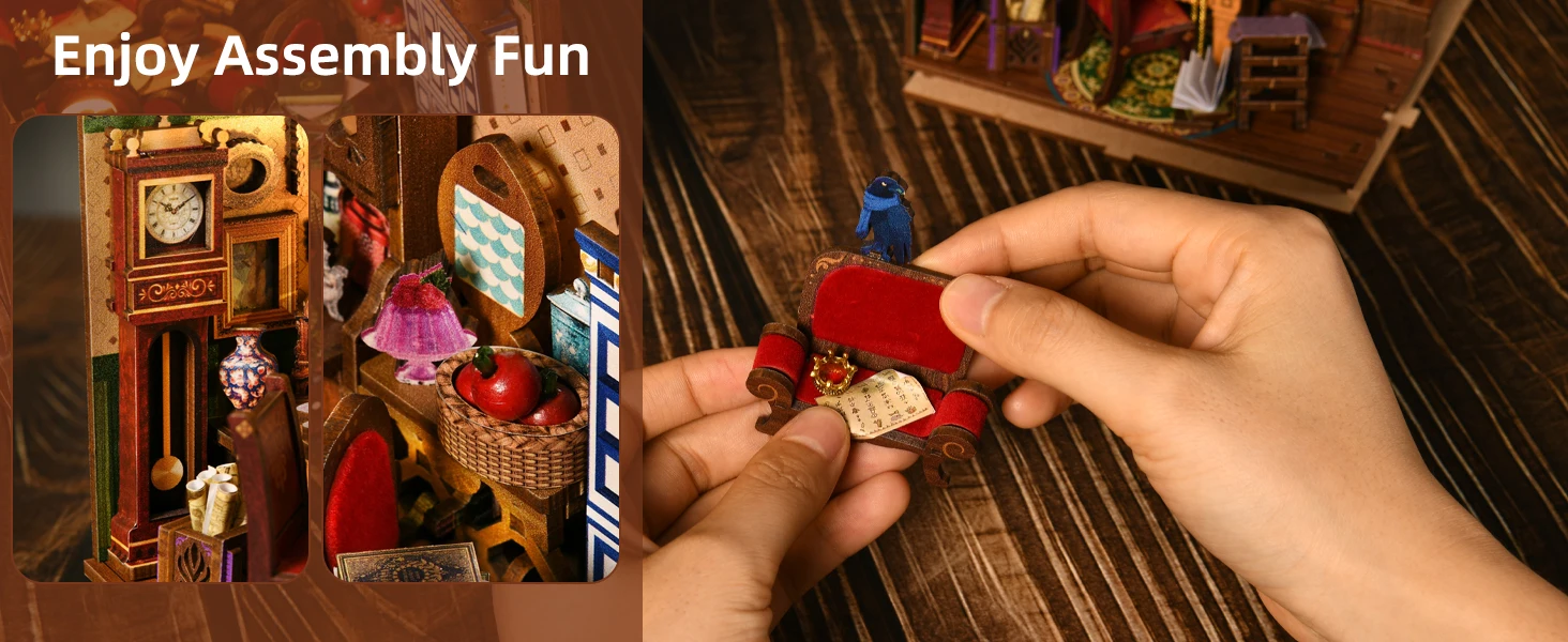 product custom diy book nook kit   affordable mini bookshelf insert 3d wooden puzzle for home decor  gifts685-7